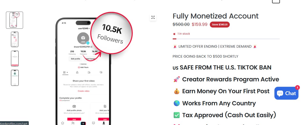Monetized TikTok Account